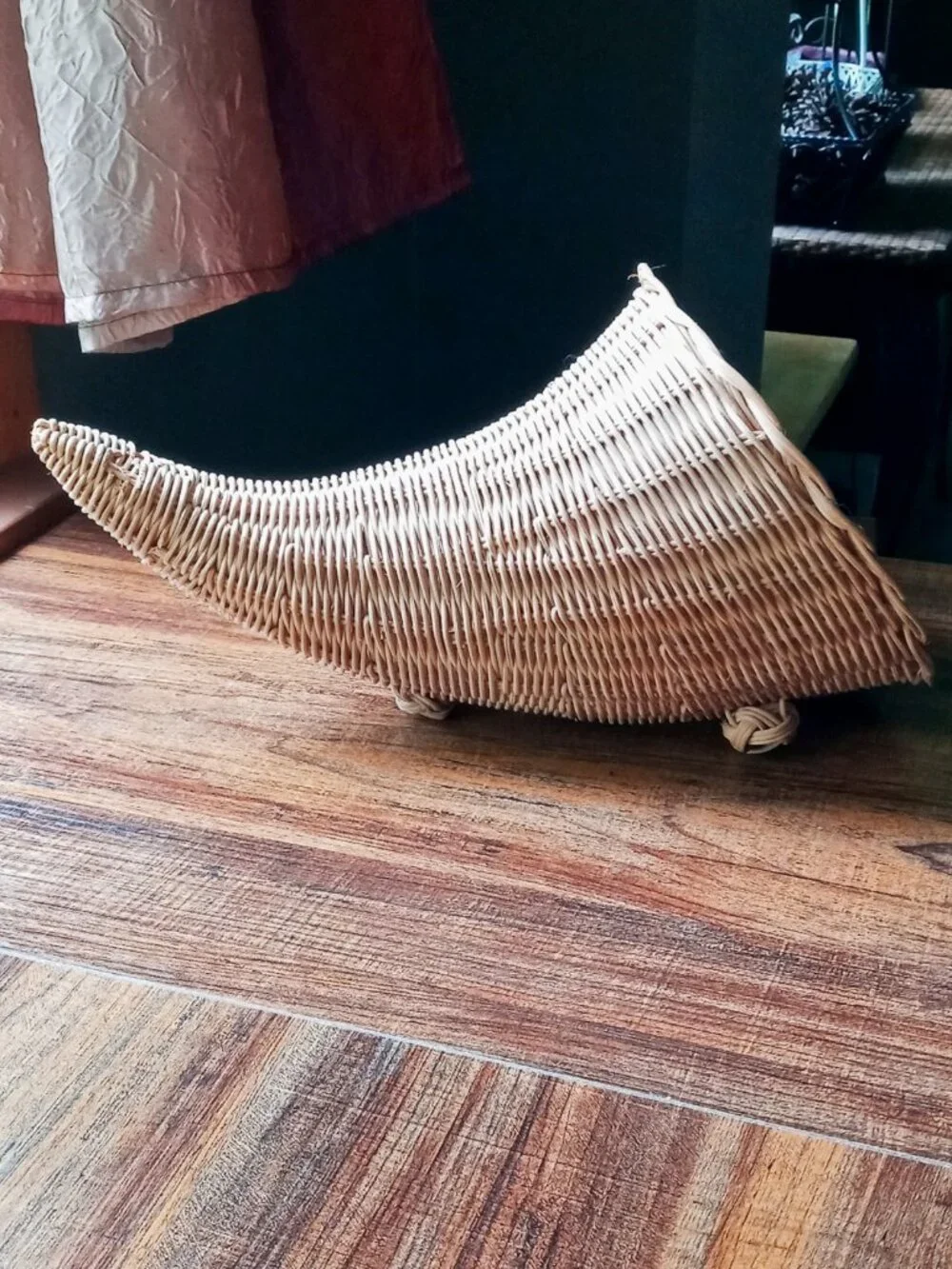 🎉Vintage Rustic Wicker Cornucopia Basket Fall Thanksgiving Decor Shabby Chic🍂